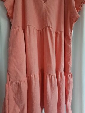 Woman's Babydoll Flutter Sleeve Dress - Bright Coral